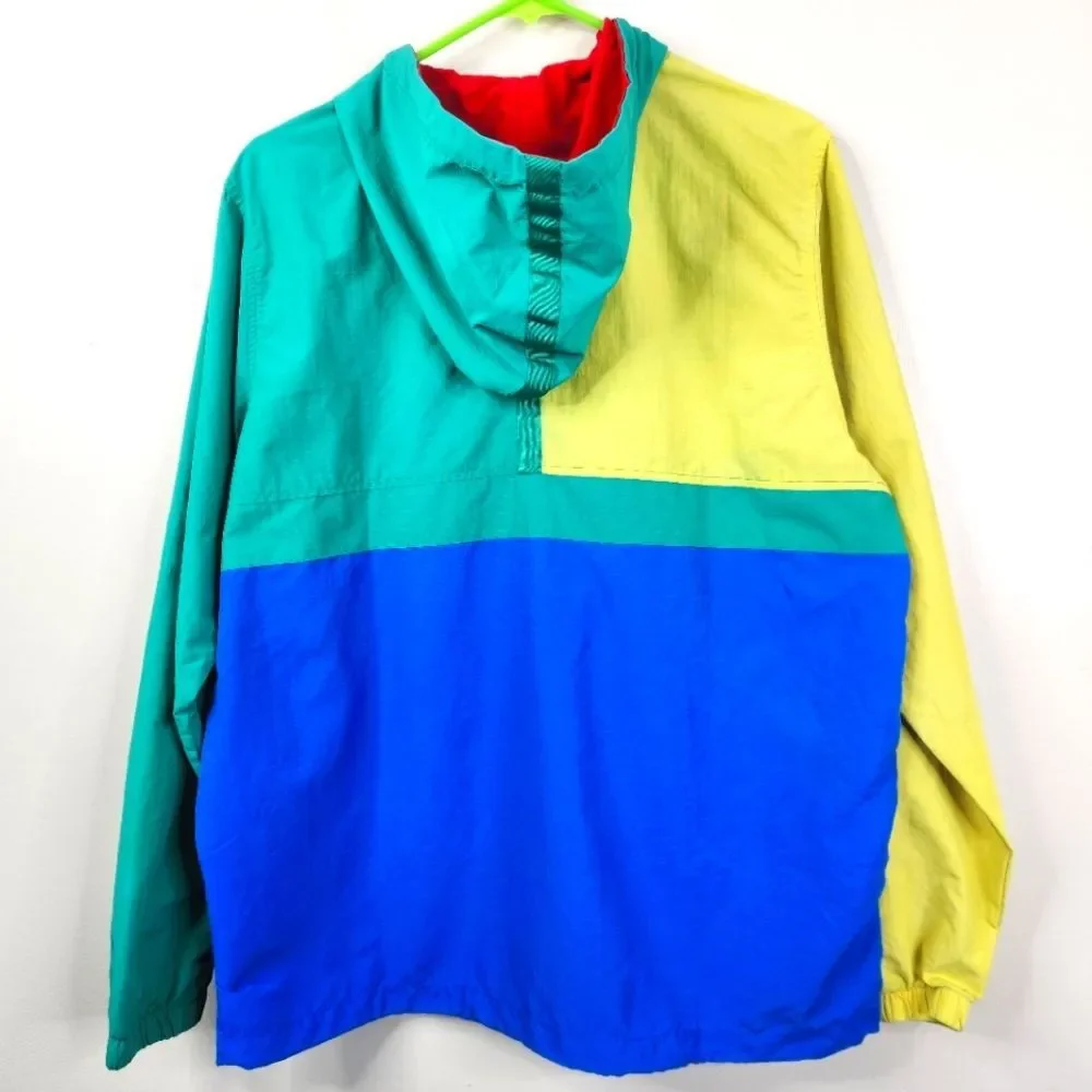 RARE Teddy Fresh 1/2 Zip Long Sleeve Colorblock Windbreaker Pullover Jacket M